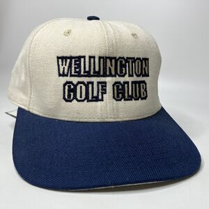 Wellington Golf Club Kansas Hat Cap Canvas Strapback Beige Blue New with Tag